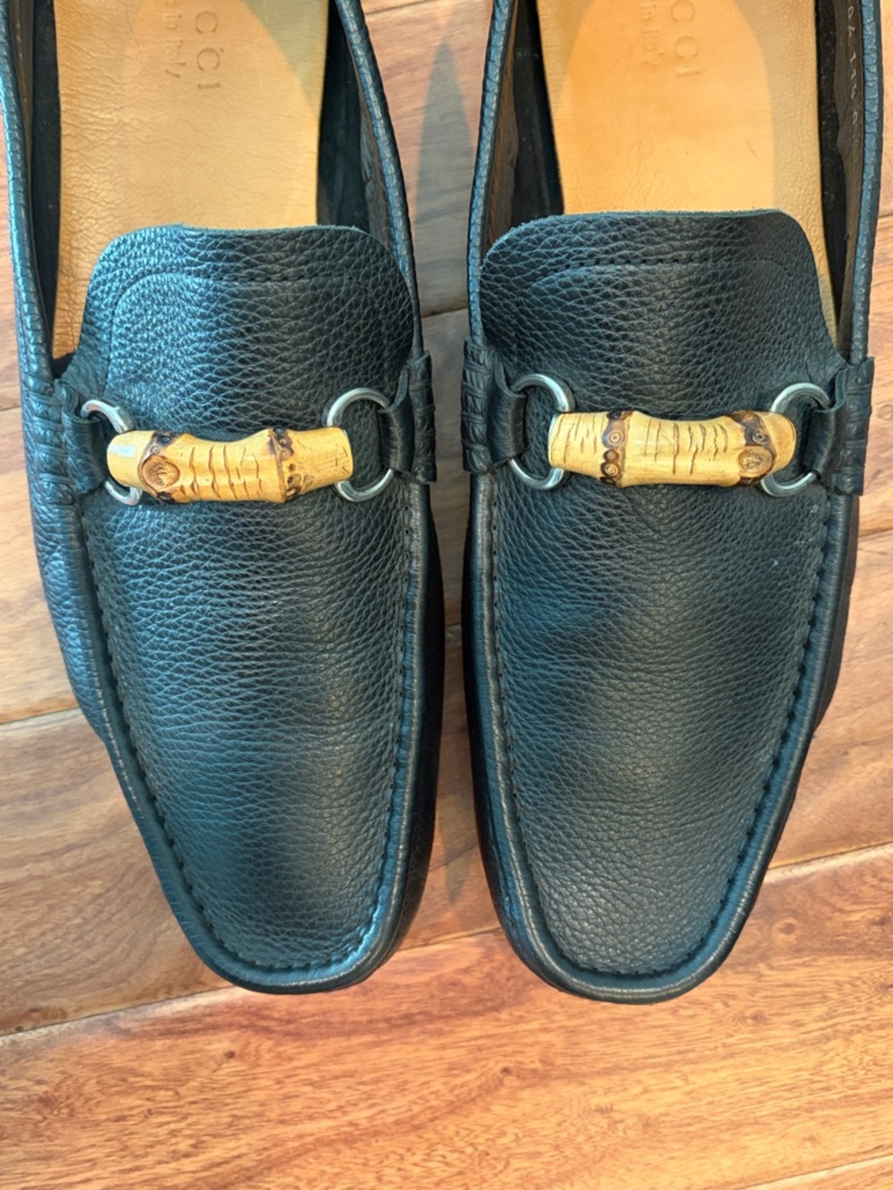 Authentic Gucci Mens Web Bamboo Horse-Bit Driving Loafer Black Leather Size 11.5 - Picture 6 of 12